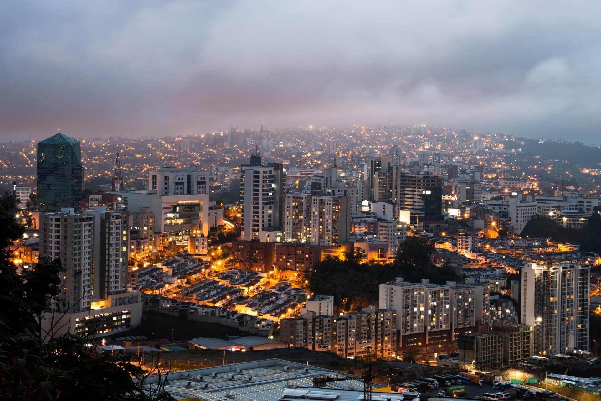 Manizales city view at dusk